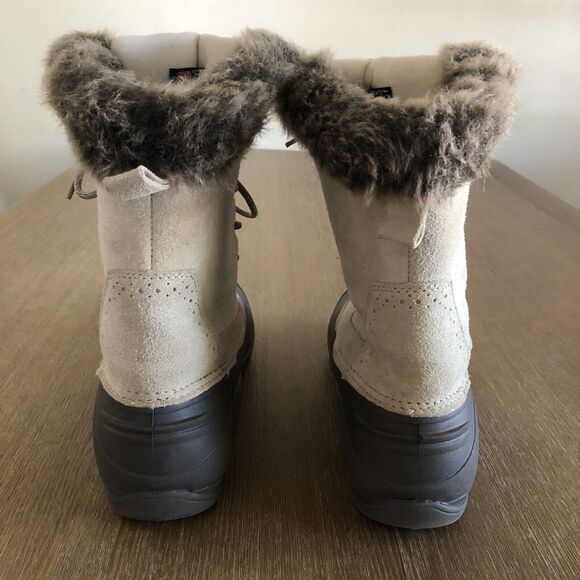 Field & Stream Pac Boots Womens 10 Water Resistant Suede Faux Fur Ivory Outdoor - Picture 7 of 12